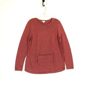 Pure Jill Sweater Ladies Small Zipper Pocket Salmon Pink Cashmere Blend